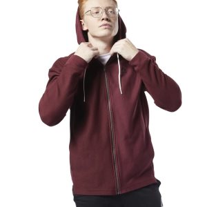 Reebok Training Essentials Twill Kapuzenpullover Herren - Bordeaux - DE 459-YFJ